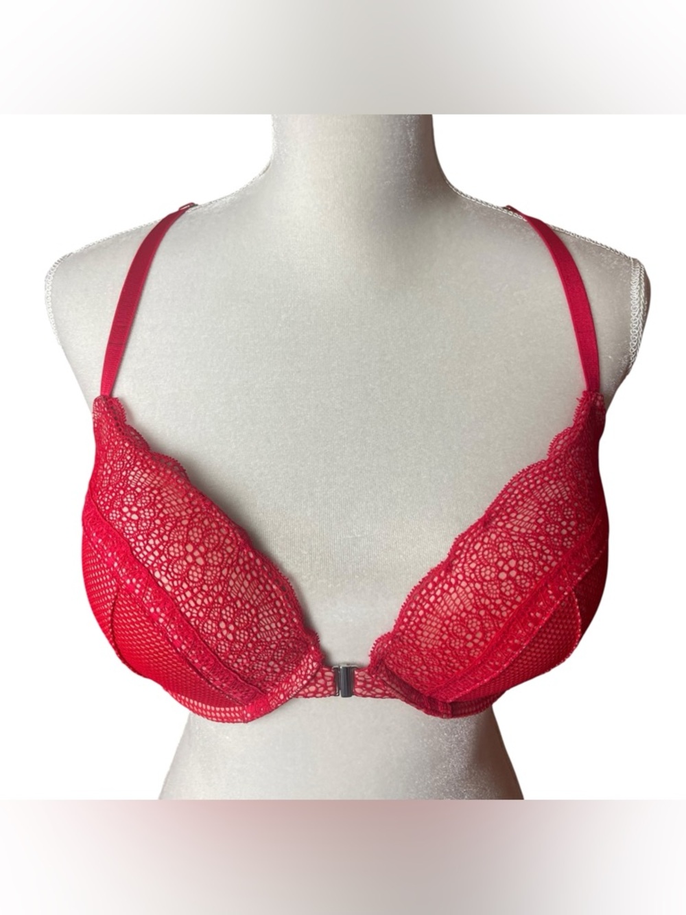 Victoria's Secret Very Sexy Red Lace Front-Closure Push-Up Bra